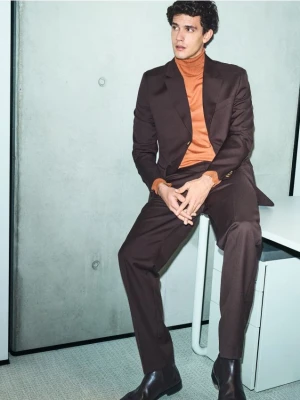 Reserved - Garniturowe spodnie slim fit - mahoniowy