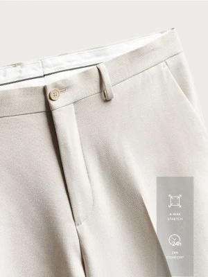 Reserved - Garniturowe spodnie w kant - beżowy