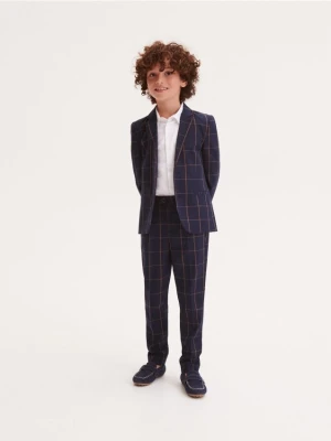 Reserved - Garniturowe spodnie w kratę - granatowy