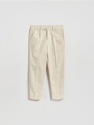 Reserved - Garniturowe spodnie z dodatkiem lnu - beżowy