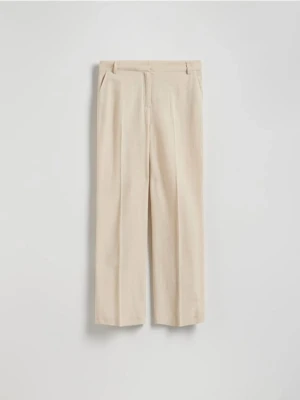 Zdjęcie produktu Reserved - Garniturowe spodnie z dodatkiem lnu - złamana biel