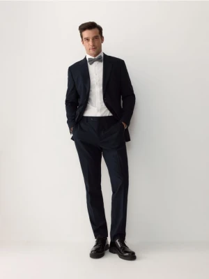 Reserved - Garniturowe spodnie z kantem - granatowy