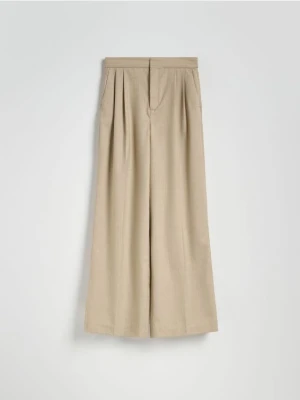 Reserved - Garniturowe spodnie z wełną - beżowy