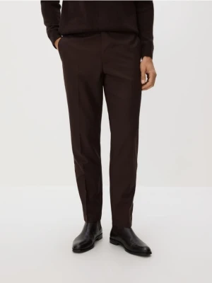 Reserved - Garniturowe spodnie z wełną - brązowy
