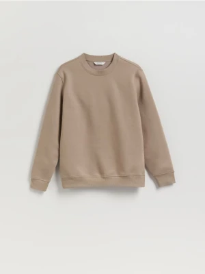 Reserved - Gładka bluza z bawełną - beżowy
