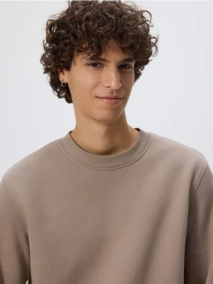 Reserved - Gładka bluza z bawełną - beżowy