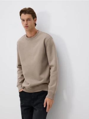 Reserved - Gładka bluza z bawełną - beżowy