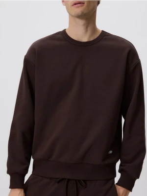 Reserved - Gładka bluza z bawełną - brązowy