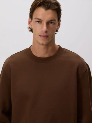 Reserved - Gładka bluza z bawełną - brązowy