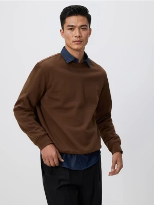 Reserved - Gładka bluza z bawełną - brązowy