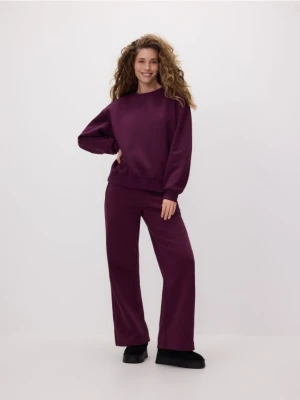 Reserved - Gładka bluza z bawełną - ciemnofioletowy