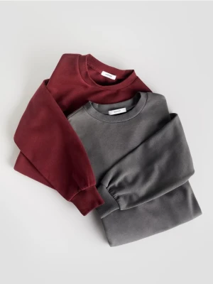 Reserved - Gładka bluza z bawełną - ciemnoszary