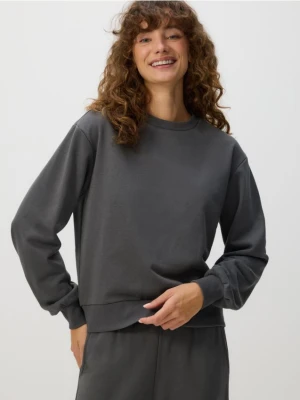 Reserved - Gładka bluza z bawełną - ciemnoszary