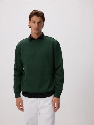 Reserved - Gładka bluza z bawełną - ciemnozielony