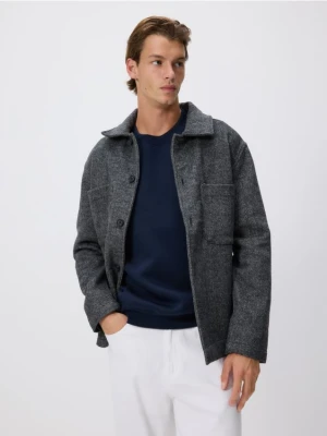 Reserved - Gładka bluza z bawełną - granatowy