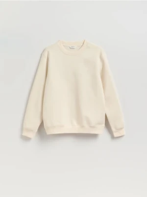 Reserved - Gładka bluza z bawełną - złamana biel