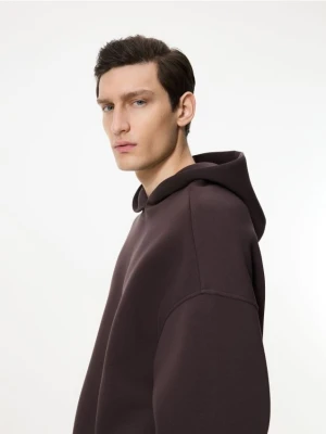Reserved - Gładka bluza z kapturem - ciemnobrązowy