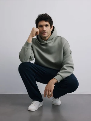 Reserved - Gładka bluza z kapturem - jasnozielony