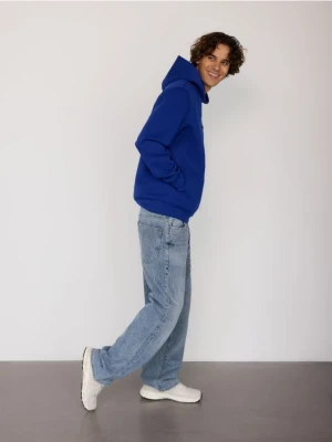 Reserved - Gładka bluza z kapturem - niebieski