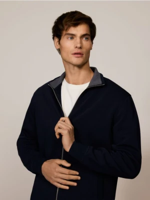 Reserved - Gładka bluza ze stójką - granatowy