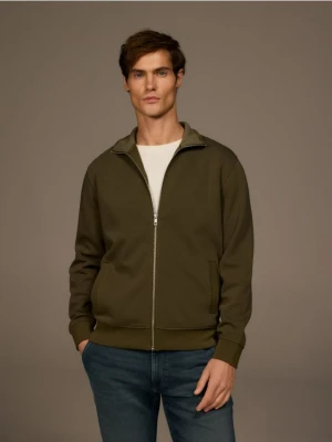 Reserved - Gładka bluza ze stójką - oliwkowy