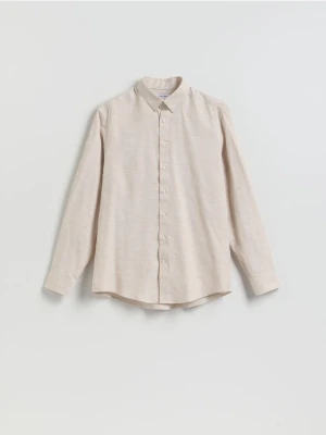 Reserved - Gładka koszula regular fit - beżowy