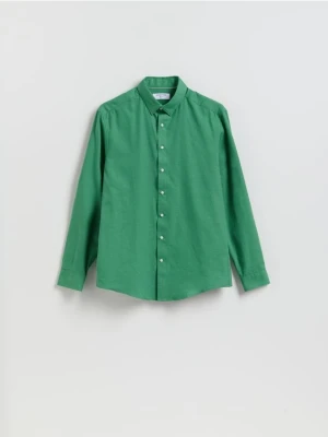 Reserved - Gładka koszula regular fit - zielony