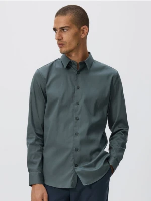 Reserved - Gładka koszula slim fit - zielony