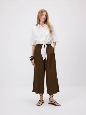 Reserved - Gładka koszula z lnem - biały