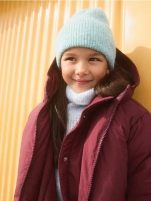 Reserved - Gładka kurtka z puchem - bordowy