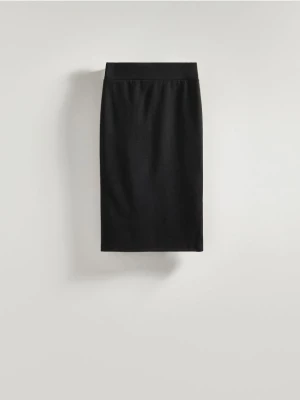 Reserved - Gładka spódnica midi - czarny