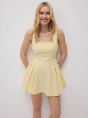 Reserved - Gładka sukienka mini - jasnożółty