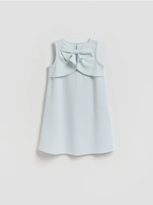 Reserved - Gładka sukienka z kokardką - jasnoniebieski