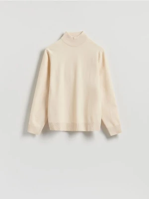 Reserved - Gładki golf z dzianiny - kremowy