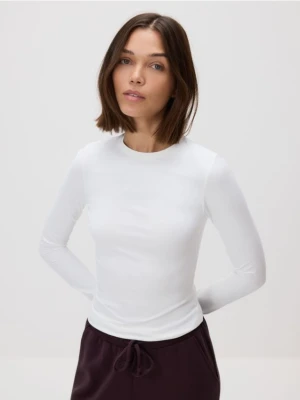 Reserved - Gładki longsleeve - biały