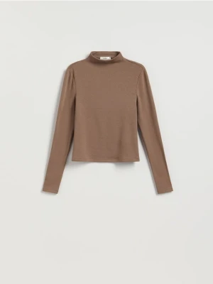 Reserved - Gładki longsleeve - brązowy