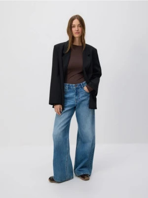 Reserved - Gładki longsleeve - ciemnobrązowy