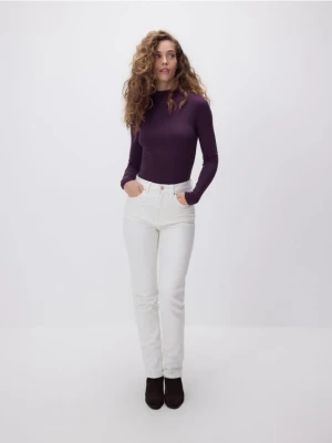 Reserved - Gładki longsleeve - ciemnofioletowy