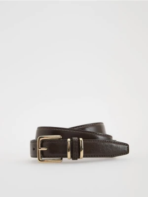 Reserved - Gładki pasek z klamrą - ciemnobrązowy