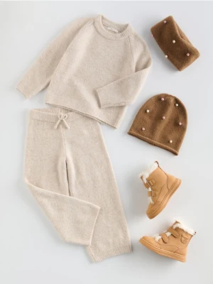 Reserved - Gładki sweter - beżowy