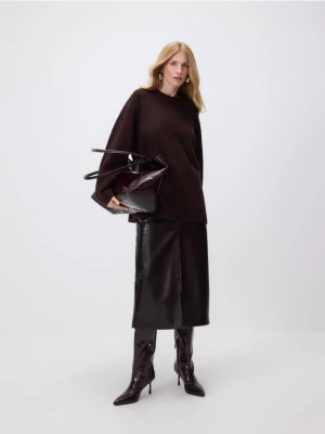 Reserved - Gładki sweter - brązowy