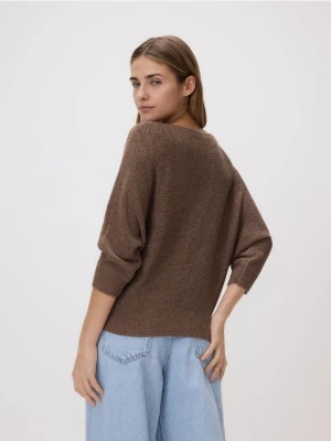 Reserved - Gładki sweter - brązowy