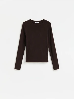 Reserved - Gładki sweter - ciemnobrązowy