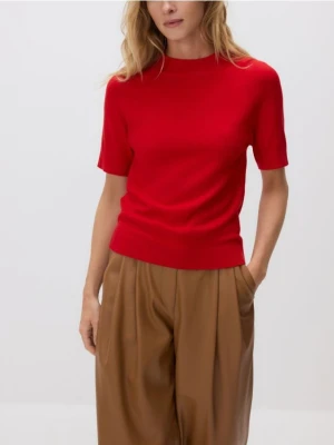 Reserved - Gładki sweter - czerwony