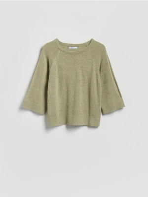 Reserved - Gładki sweter - jasnozielony