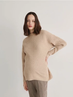 Reserved - Gładki sweter - kremowy