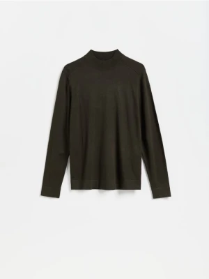 Reserved - Gładki sweter z półgolfem - ciemnozielony
