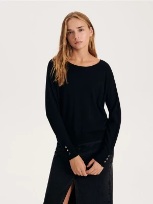 Reserved - Gładki sweter z wiskozą - czarny