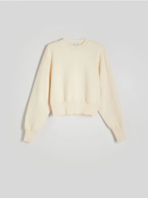 Reserved - Gładki sweter - złamana biel