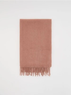Reserved - Gładki szal z frędzlami - brudny róż